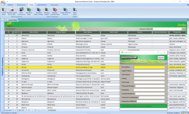 Botanical Medicine Suite - List Of Herbs